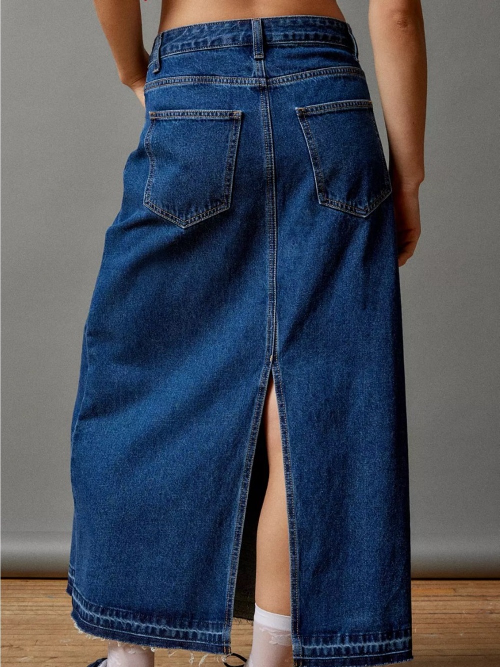 BDG Indigo Denim Skirt with Back Zip Detail